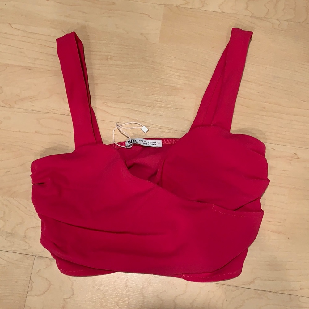 Zara Bright Pink Crop Top Size Small